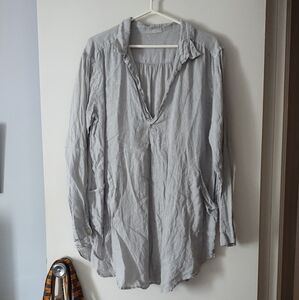 CP SHADES Pale Grey Linen Mini Dress Tunic L